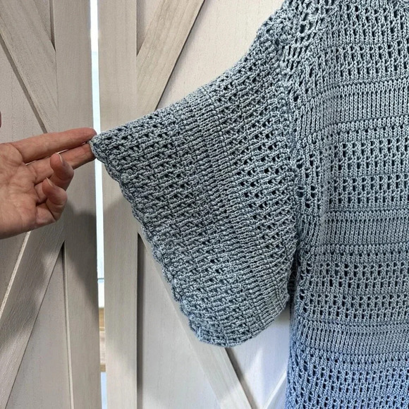 Free People Sistine Crochet Knit Mini Dress in Indigo - Picture 7 of 8